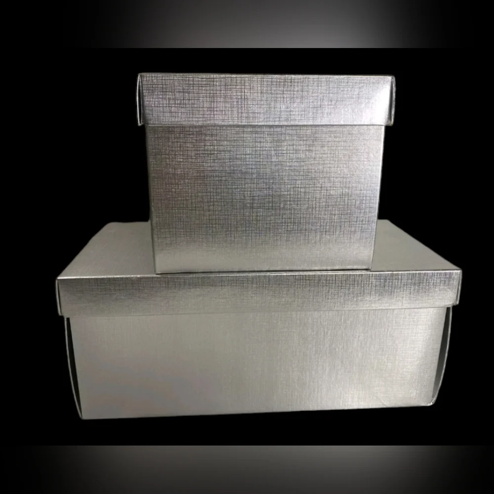 2 Bergdorf Goodman Silver Logo Gift Boxes 6.5x6.5x5.5 + Larger 12x6x5